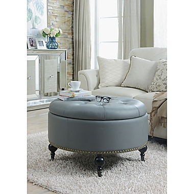 Chic Home Harriet Ottoman in Grey. View a larger version of this product image.