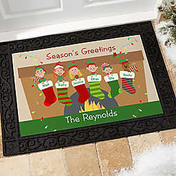 Stocking Family Characters 20-Inch x 35-Inch Door Mat