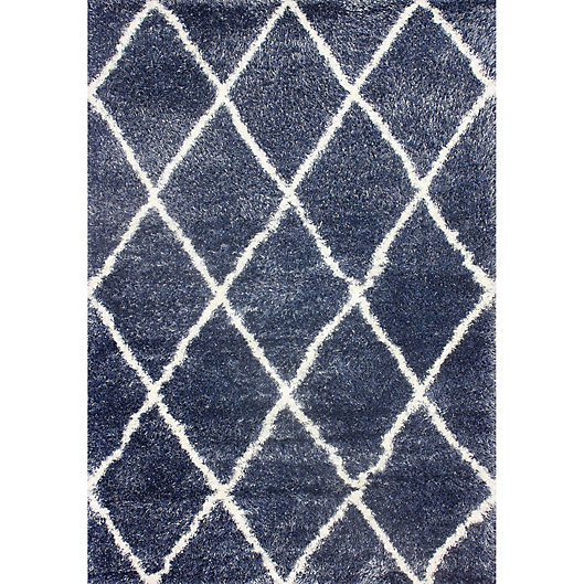 Alternate image 1 for nuLOOM Diamond Shag 6-Foot 7-Inch x 9-Foot Area Rug in Blue