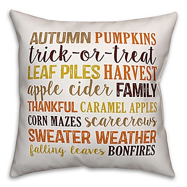 Designs Direct Fall Things Square Throw Pillow in White. View a larger version of this product image.