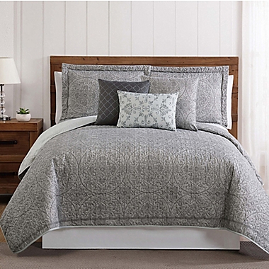 Calista Queen Quilt Set in Grey. View a larger version of this product image.