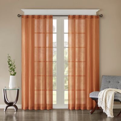 Madison Park Harper Solid Crushed 95-Inch Rod Pocket Curtain Panels in Spice (Set of 2)