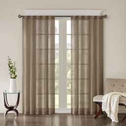 Madison Park Harper Solid Crushed 84-Inch Rod Pocket Curtain Panels in Taupe (Set of 2)