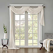 Madison Park Harper Solid Crushed Sheer 144-Inch Scarf Window Valance in White