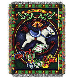 Holiday Hobby Horse Woven Tapestry Throw Blanket