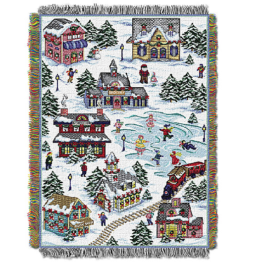 Alternate image 1 for Snow Village Tapestry Throw Blanket