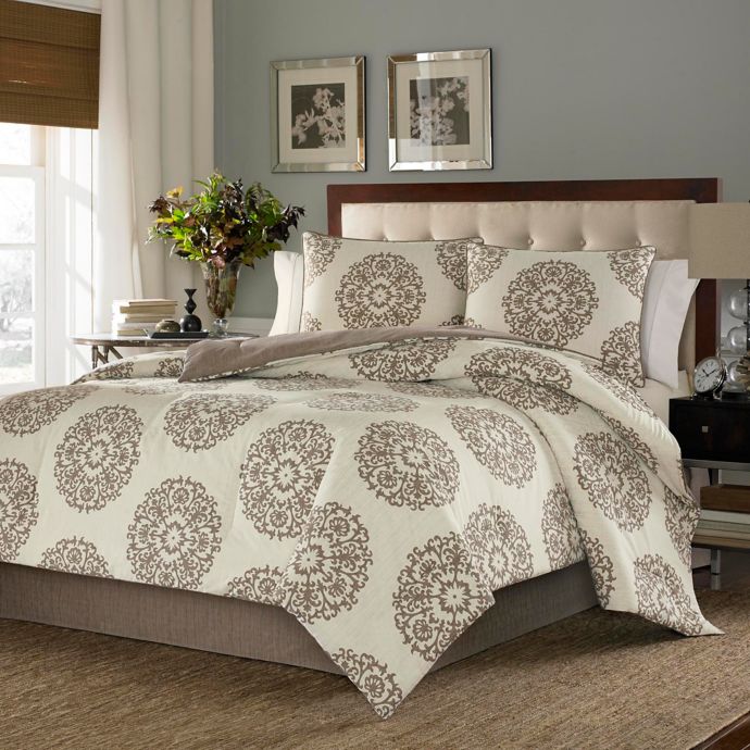 medallion comforter set coral