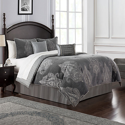 Alternate image 1 for Waterford® Ryan Reversible Queen Comforter Set in Platinum