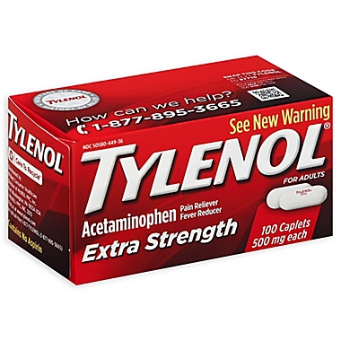 Tylenol&reg; Extra Strength 100-Count 500 mg Pain Reliever Caplets for Adults. View a larger version of this product image.