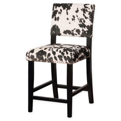 Clayton Cow Print Counter Stool in Black