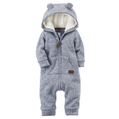 hooded sherpa jumpsuit