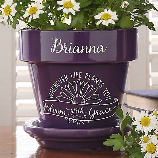 Alternate image 1 for Inspiration to Grow Personalized Flower Pot in Purple
