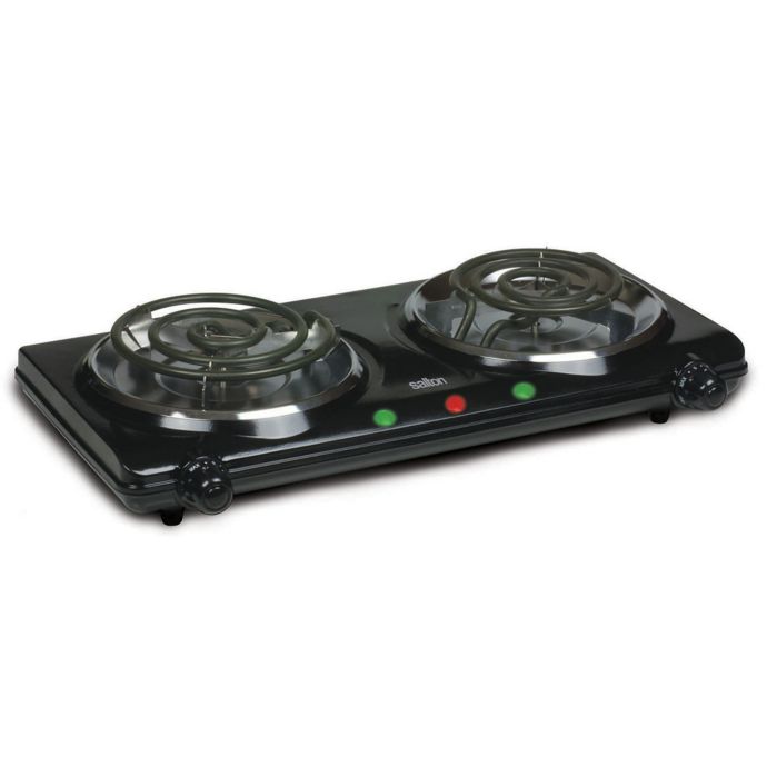 Salton Double Burner Portable Cooktop In Black Bed Bath Beyond