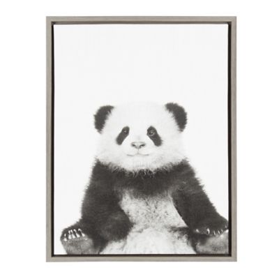 Kate and Laurel&trade; Panda 18-Inch x 24-Inch Canvas in Black and White with Grey Frame