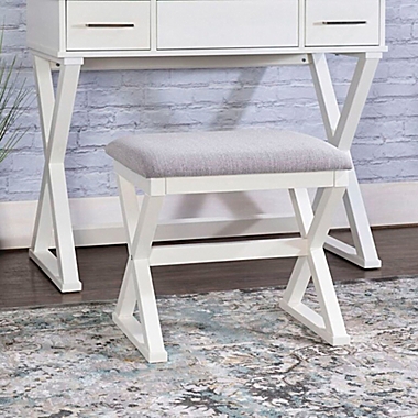 Alexis Bathroom Vanity with Stool in White. View a larger version of this product image.