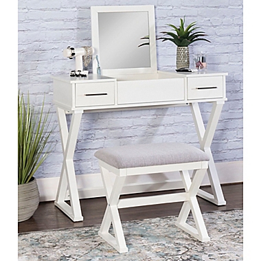 Alexis Bathroom Vanity with Stool in White. View a larger version of this product image.