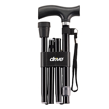 Drive Medical HD Adjustable Folding Cane with T-Handle in Black. View a larger version of this product image.