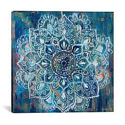 iCanvas Mandala II Square Canvas Wall Art in Blue