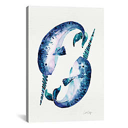 iCanvas Blue Narwhals Canvas Wall Art