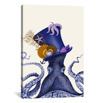 iCanvas Octopus Nautical Hat Canvas Wall Art
