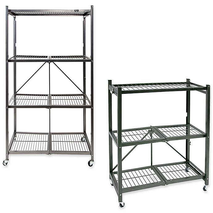 Black Pre-Assembled Origami 3-Shelf General Purpose Collapsible/Foldable Shelving Unit Rolling Cart Small Rack with Wheels Organizer Home Kitchen Laundry Closet Storage Metal Wire