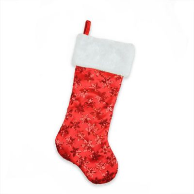Details about   Christmas Stocking RED With RED Sequence Top 12” Long 