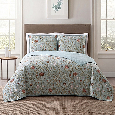 Style 212 Bedford Twin XL Quilt Set in Blue. View a larger version of this product image.
