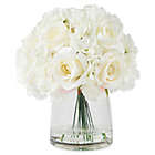 Alternate image 0 for Pure Garden 11.5-Inch Hydrangea/Rose Artificial Arrangement in Cream with Clear Glass Vase