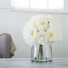 Alternate image 2 for Pure Garden 11.5-Inch Hydrangea/Rose Artificial Arrangement in Cream with Clear Glass Vase
