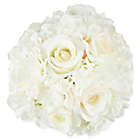 Alternate image 3 for Pure Garden 11.5-Inch Hydrangea/Rose Artificial Arrangement in Cream with Clear Glass Vase
