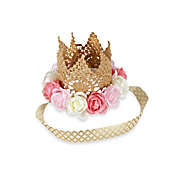 Toby Fairy&trade;  Newborn Rose Gold Metallic Lace Crown Headband with Flowers