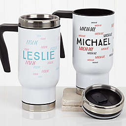 Hello! My Name Is 14 oz. Commuter Travel Mug in White