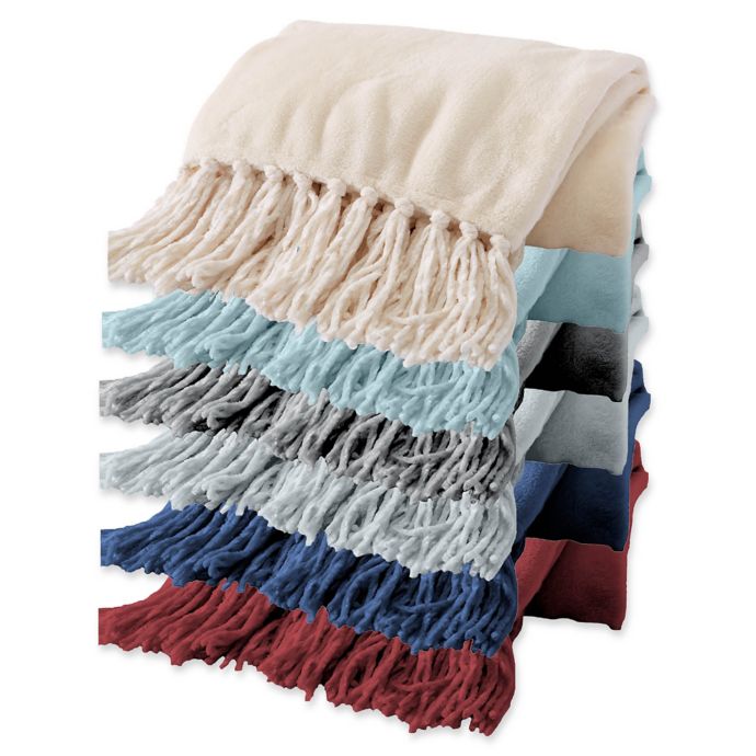 Great Bay Home Raya Fringed Ultra Plush Throw Blanket ...