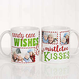 Candy Cane Wishes and Mistletoe Kisses Photo Christmas Mug Collection