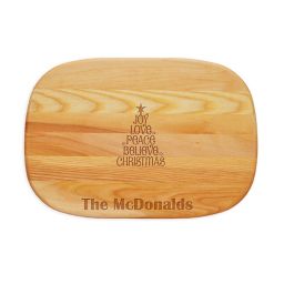 Carved Solutions Joy-Love-Peace Tree 15-Inch x 10-Inch Everyday Board