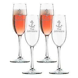 Carved Solutions Anchor Champagne Flutes (Set of 4)