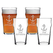 Carved Solutions Anchor Personalized Pub Glasses (Set of 4)
