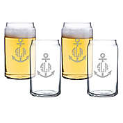 Carved Solutions Anchor Beer Can Glasses (Set of 4)