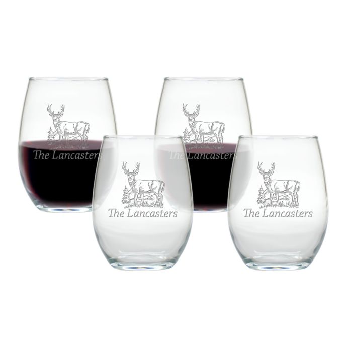 Carved Solutions Deer Stemless Wine Glasses (Set of 4) Bed Bath & Beyond