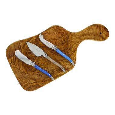 Laguiole&reg; by French Home 4-Piece Board with Laguiole Cheese Knives in Blue/Ivory. View a larger version of this product image.