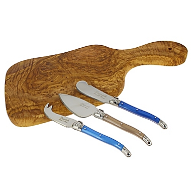 Laguiole&reg; by French Home 4-Piece Board with Laguiole Cheese Knives in Blue/Ivory. View a larger version of this product image.