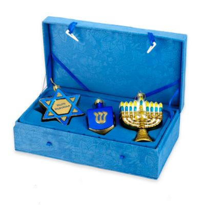 Kurt Adler Noble Gems 3-Piece Hanukkah Ornament Set