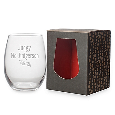 Susquehanna Glass &quot;Judgy McJudgerson&quot; Stemless Wine Glass. View a larger version of this product image.