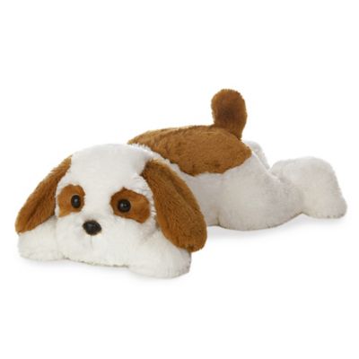 brown and white stuffed dog