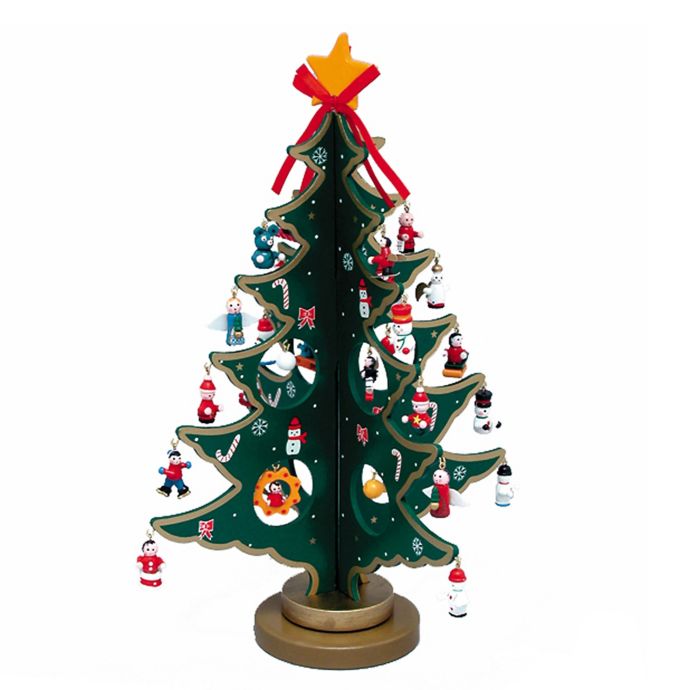 Kurt Adler 11 75 Inch Wooden Christmas Tree With Mini Ornaments