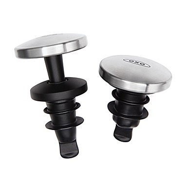OXO&reg; Perfect Seal Expanding Wine Bottle Stoppers in Grey/Black (Set of 2). View a larger version of this product image.