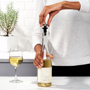 OXO&reg; Perfect Seal Expanding Wine Bottle Stoppers in Grey/Black  (Set of 2). View a larger version of this product image.