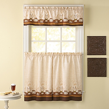 Café Au Lait Kitchen Window Curtain Tiers and Valance. View a larger version of this product image.