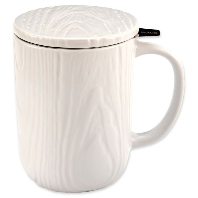 CasaWare® Tilt & Drip 18 oz. Woodgrain Tea Infuser Mug Bed Bath and