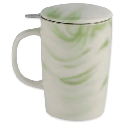 CasaWare® Tilt & Drip 16 oz. Marble Tea Infuser Mug in Forest Bed